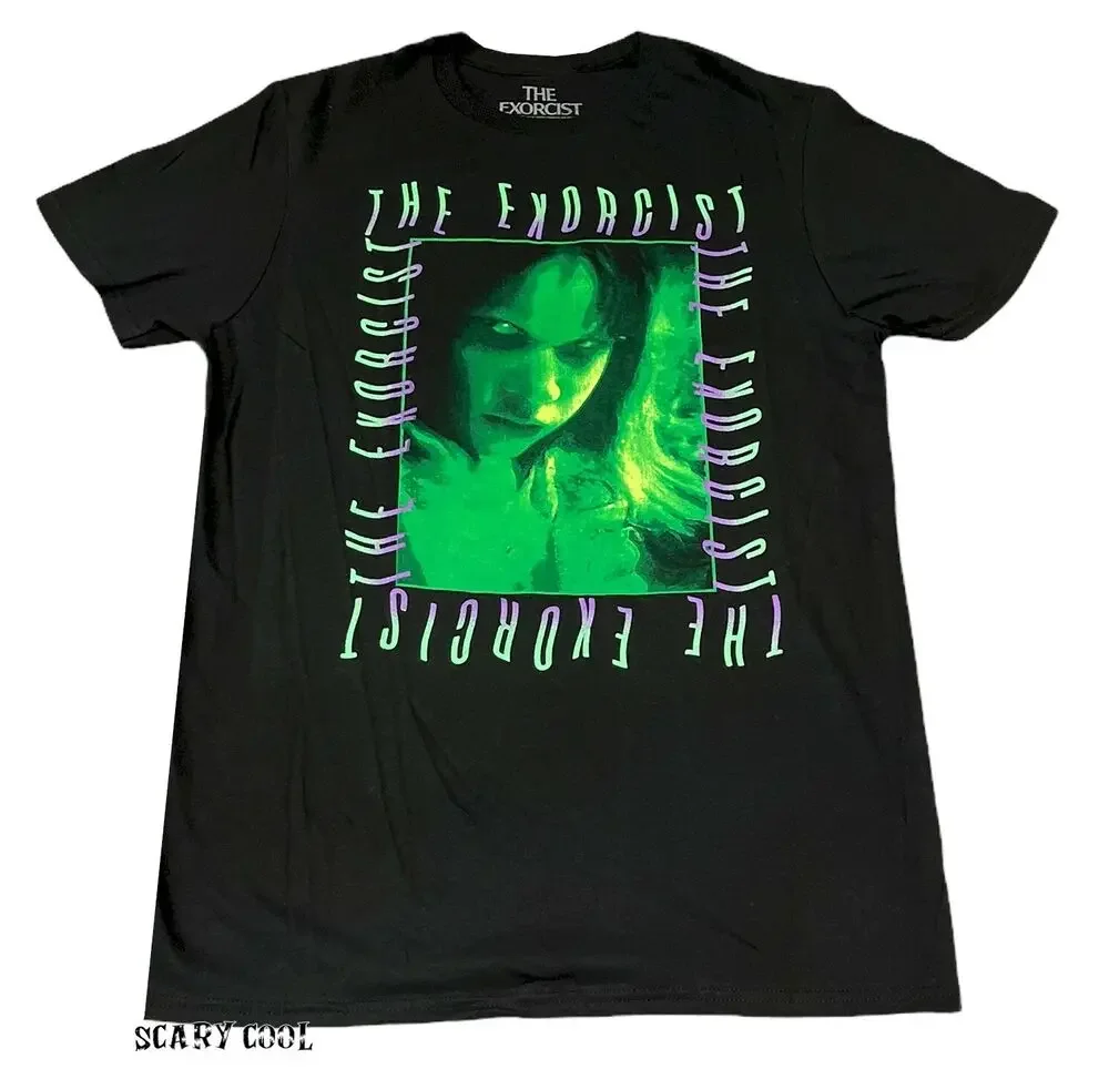 جديد طارد الأرواح الشريرة ليندا بلير 1973 فيلم الرعب الأسود رجل خمر تي شيرت