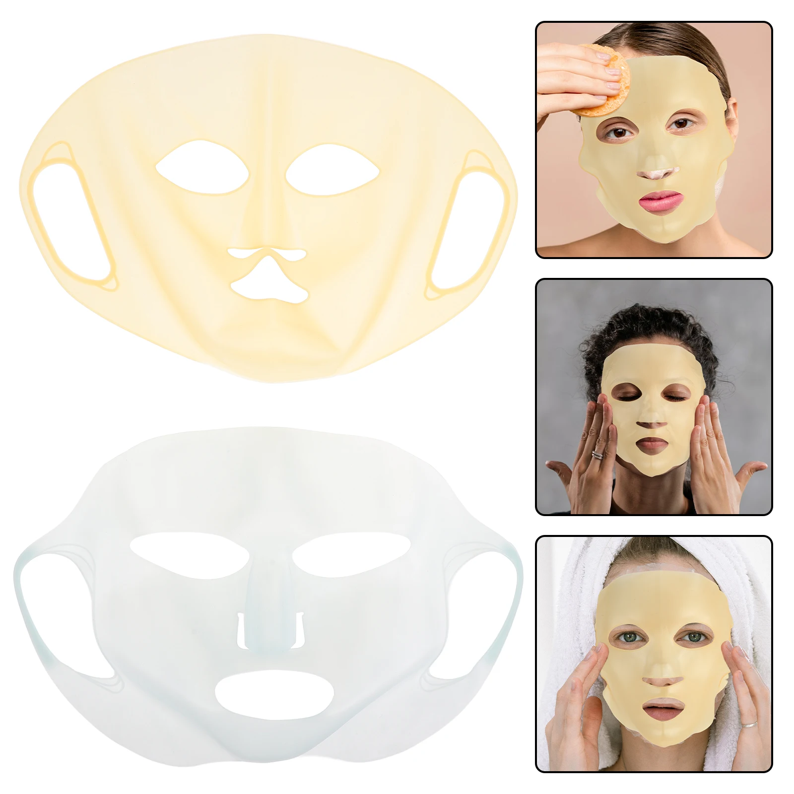 2PCS Silicone Mask Reusable Silicone Face Mask Cover Women Beauty Skincare Tool Moisturizing Facial Mask Holder for Sheet Masks