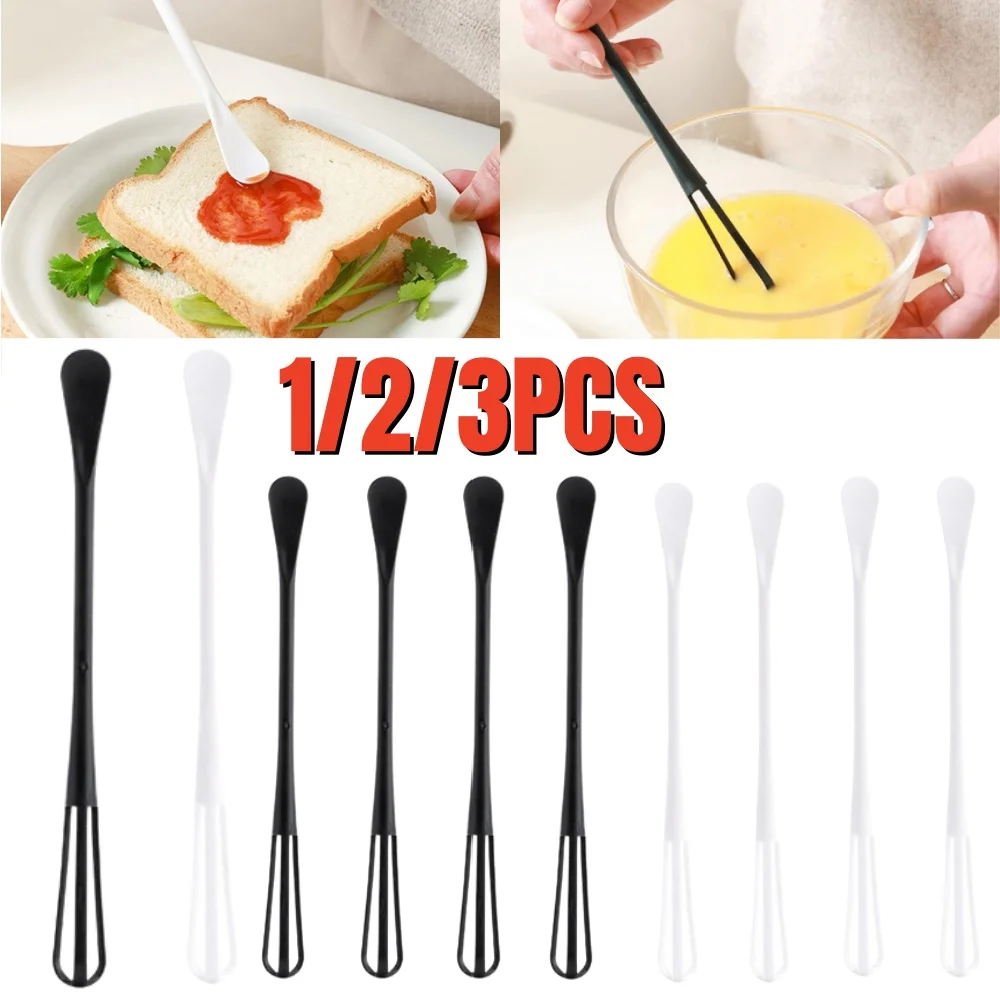 KapmoreEgg Whisk Plastic Mini Multifunctional Egg Beater Kitchen Utensil With Teaspoon Egg Tools Accessories 2 Colors