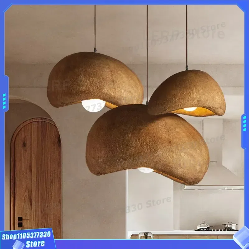 French Cream Wabi Sand Wind Cloud Hanging Light Personalized Creative Cement Fixture for Bar Restaurant Clothing Store