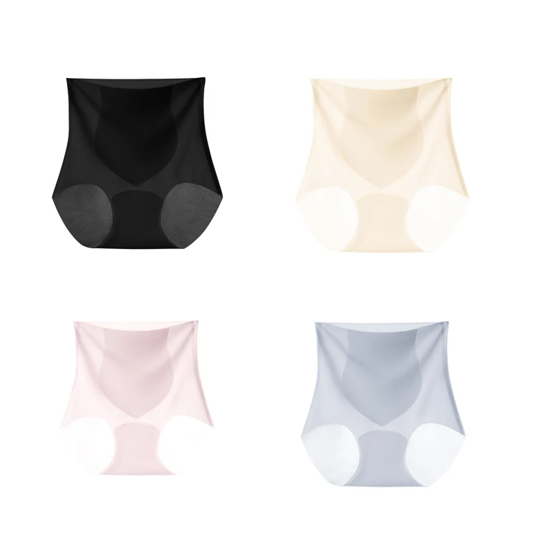 4Pcs/set Seamless High Waist Ice Silk Quick-drying Panties Underwear Ladies Summer Ultra-thin Panties Women Fitness Briefs