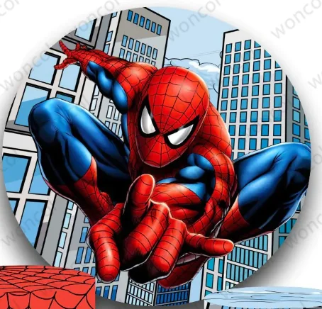 Avengers Spiderman Round Backdrop Boy Birthday Baby Shower Backdrop Marvel Superhero Spiderman Cylinder Cover Decor Photo Prop