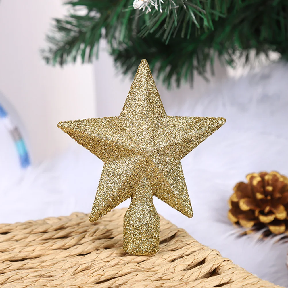 

10 Pcs Christmas Tree Five-pointed Star Decorations Ceiling Small Topper Toppers Plastic Mini