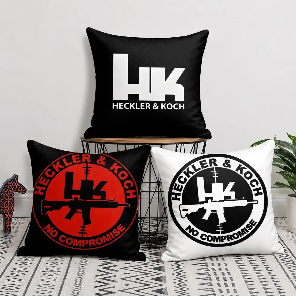 H-Heckler Koch Cushion Cover Silky Short Plush Invisible Zipper Dustproof Sofa Pillow Case For Home Decor