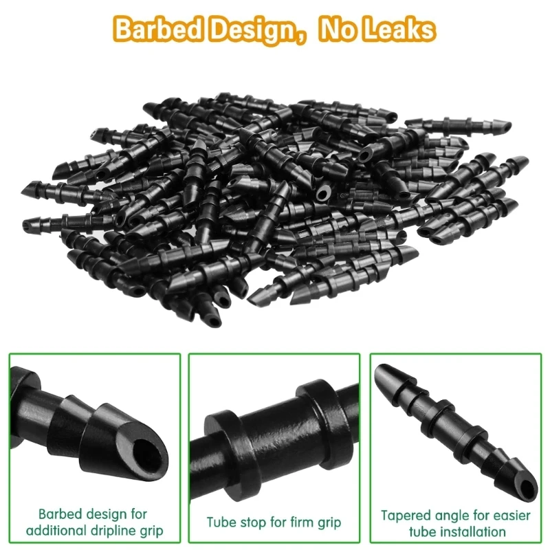 130Pieces Drip Irrigation Kits Barbed Connectors And End Caps For 1/4Inch Tubing