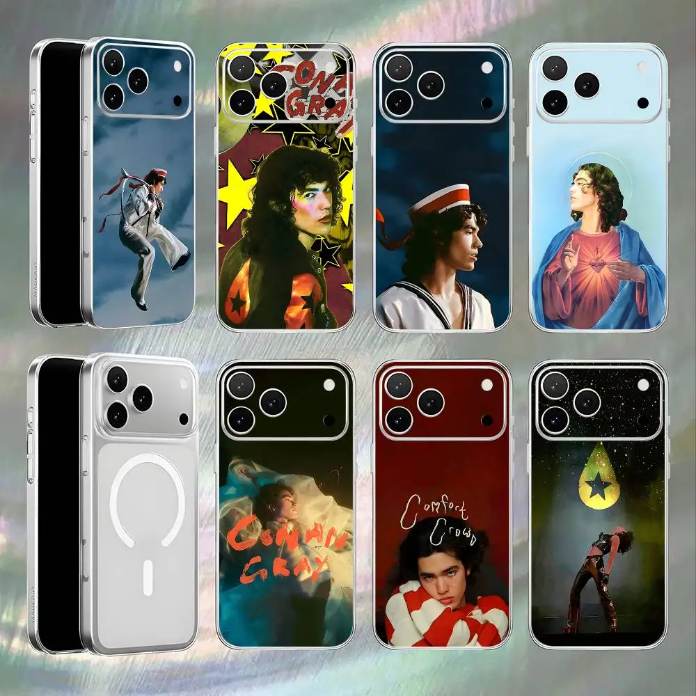 

C-Conan Gray Wishbone For iPhone 17,16,15,14,13,12,11,Pro,Max,Plus Magnetic Wireless Charging Transparent White Phone Case