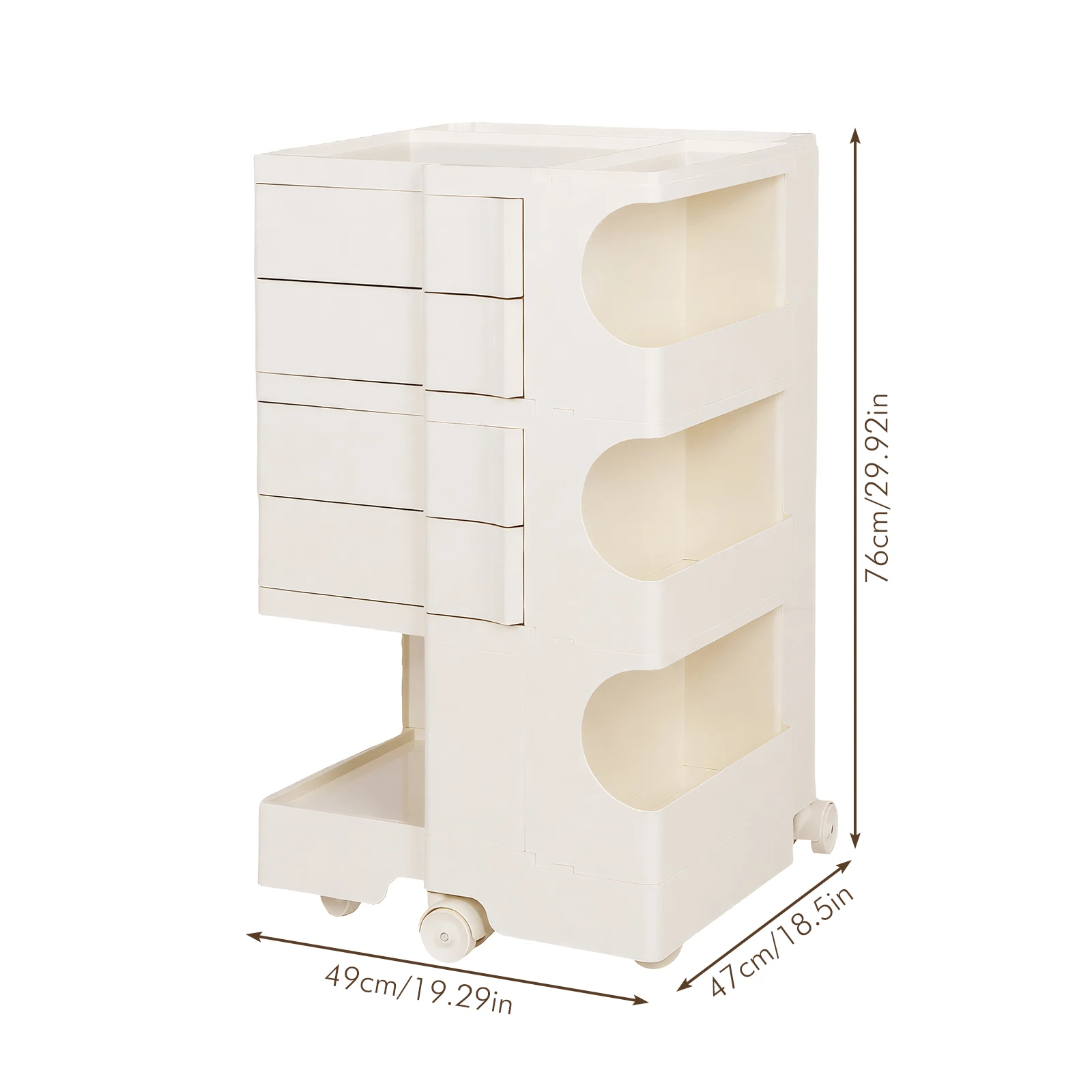 عربة دوارة حديثة سعة كبيرة عربة تخزين إبداعية متعددة الطبقات عربة أدوات متحركة لغرفة المعيشة وغرفة النوم
