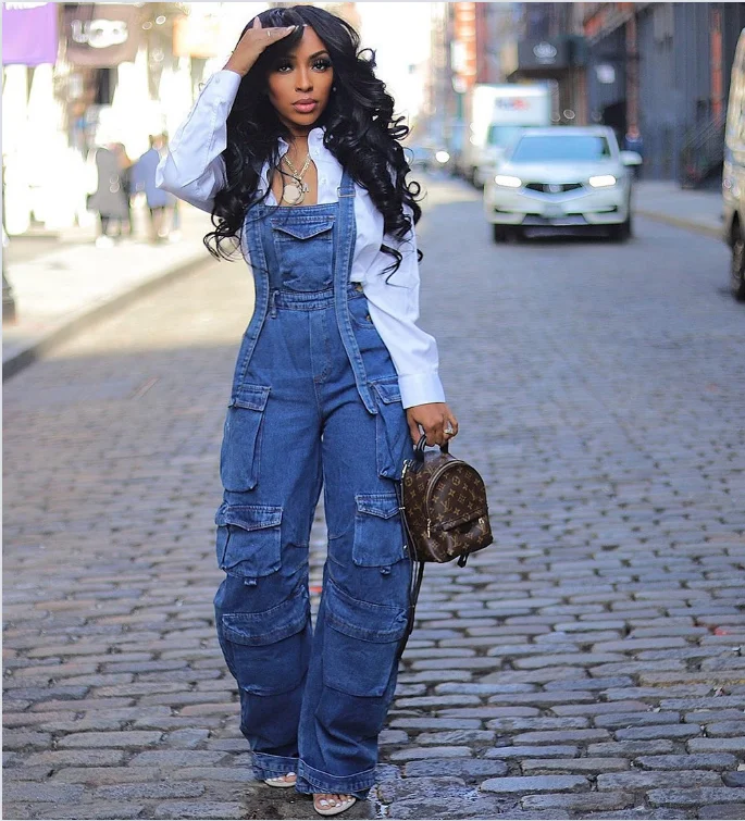 2024 Denim Jumpsuit Women Loose Vintage Preppy Style Overalls Female Fashion Streetwear Chic Popular Harajuku Drop Shipping