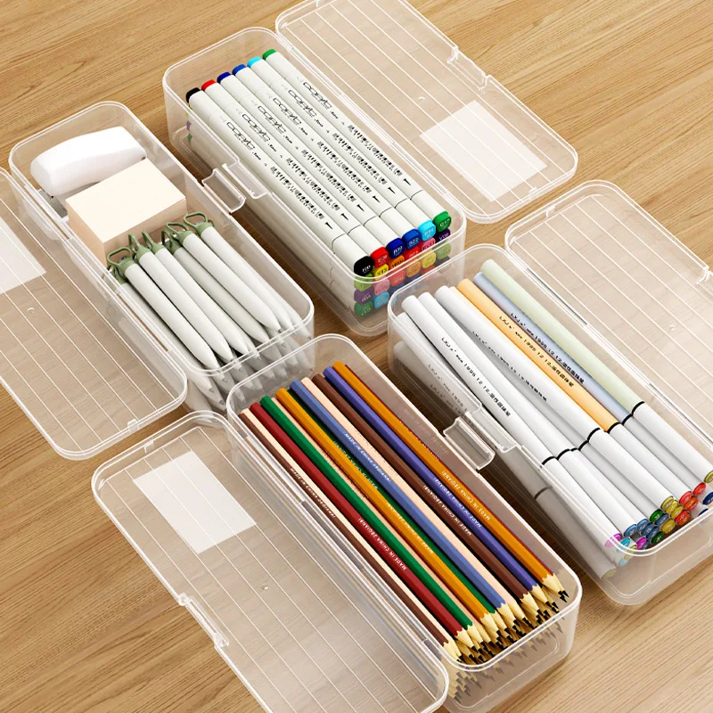 

Large Capacity Pencil Case Students Child Art Drawing Supplies Storage PP Transparent Pen Box Desk Organizer Creative Stationery