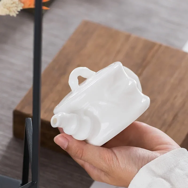 Ceramic Whiteware Jade Porcelain Tea Pot Beauties Pot Entirely Handmade Ceramic White Jade Teapot Set TieGuanYin Tea Porcelain