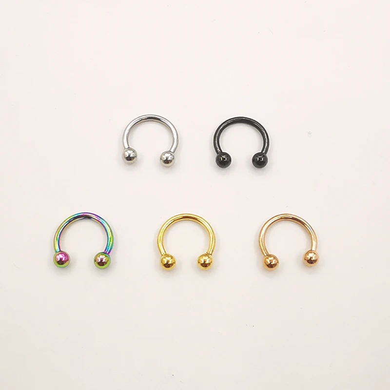 20 Pcs/Lot 16G Stainless steel Circular Barbells Horseshoe Lip Ring Eyebrow Nose Studs For Woman Man Body Piercing Jewelry