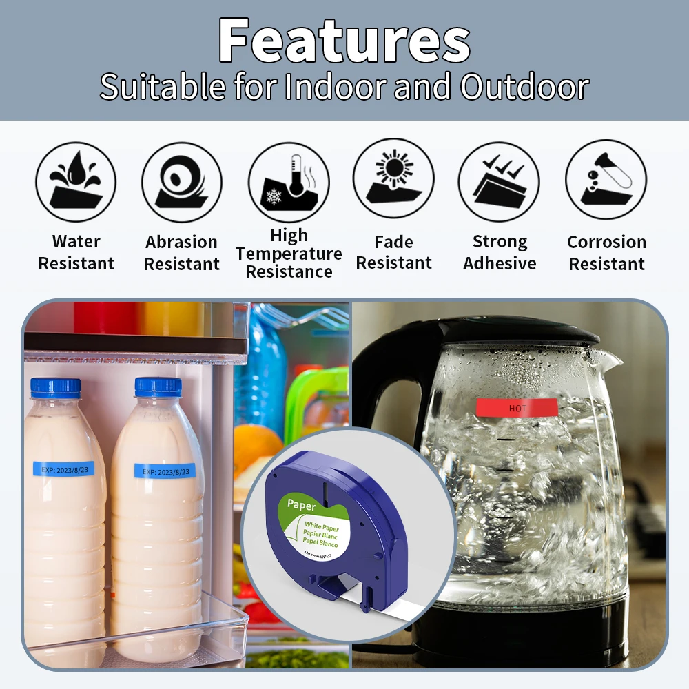 20pcs 91201 12267 for 91200 Labeling Ribbon 12mm LT Label Tapes Compatible for Dymo Letratag LT-100H LT-100T Plus Label Maker