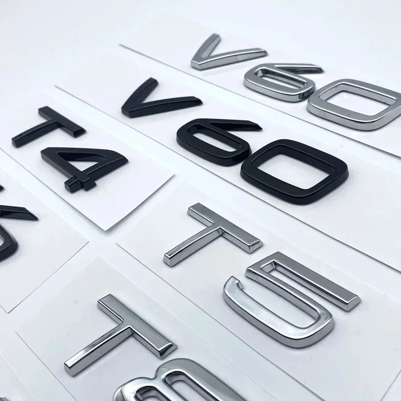 

ABS Chrome Glossy Black Letters Numbers Emblem for Volvo B4 B5 T4 T5 T6 T8 Trunk Lid Badge Decal Car Sticker Logo Accessories
