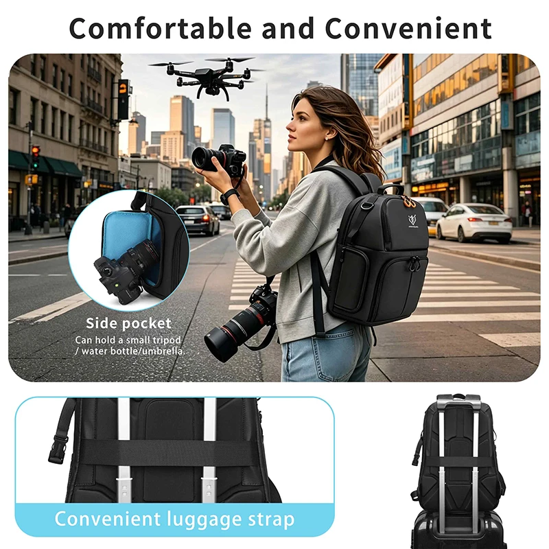 A Camera Bag Suitable for Most DSLR and Mirrorless Cameras, A Double-Shoulder Waterproof and Durable Photography Bag