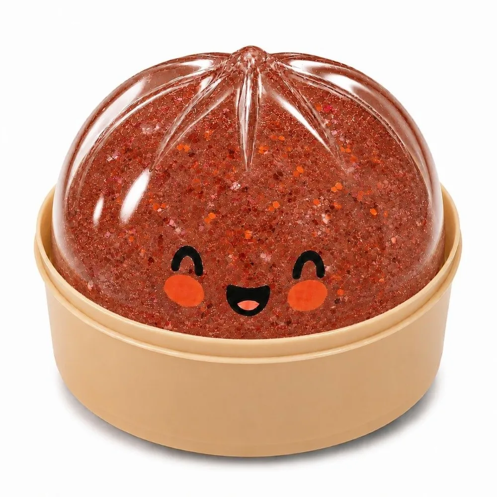 Glitter Dumplings Squeeze Soft Slow Resilience Steamed Bun Squeeze Pinch Le Fidget with Steamer Stress Relief Relaxation Tool