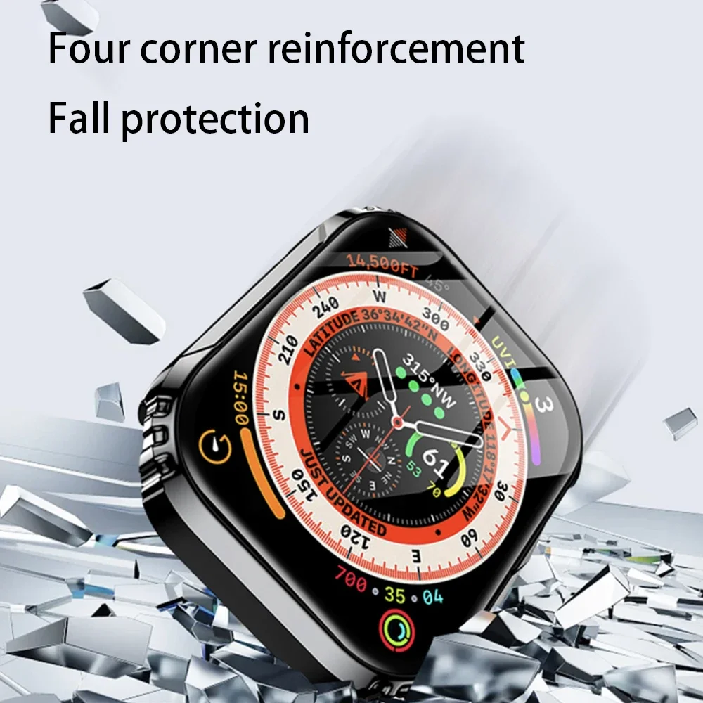 Стекло + чехол для Apple Watch Case 9 8 7 6 SE 5 4 iWatch Аксессуары Защитная крышка для экрана Apple Watch Serie 45 мм 44 мм 40 мм 41 мм