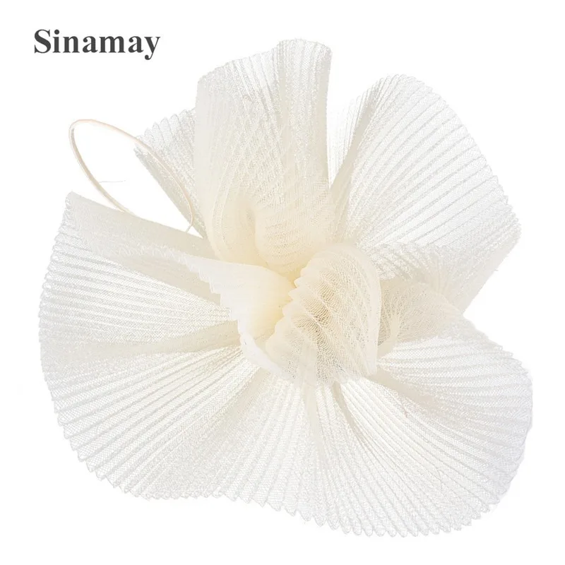 Large Chiffon Flower Fascinator Hat with Headband Clip, Bridal Wedding Cocktail Tea Party Headwear for Women