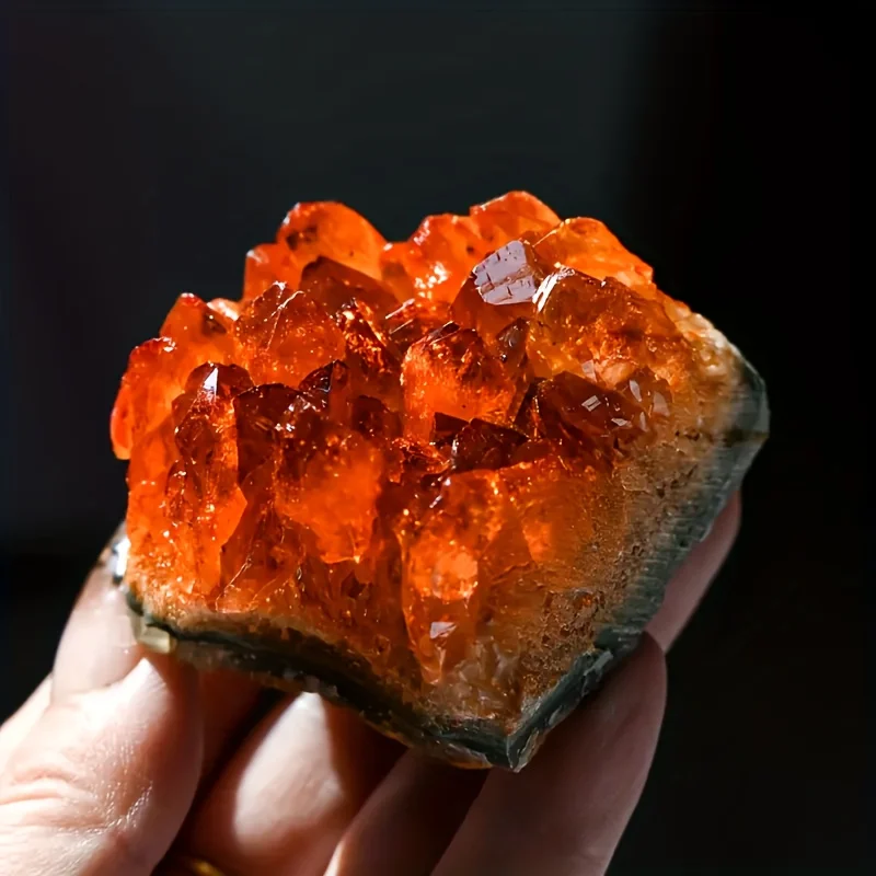 Orange Quartz Cluster - Large Bohemian Stone Form with Natural Inclusions,Gemstone for Home Decor,Meditation,and Altar Display
