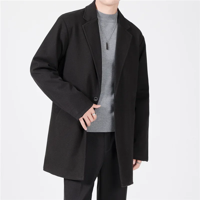 Long men's informal business attire, casual Korean style men's jacket