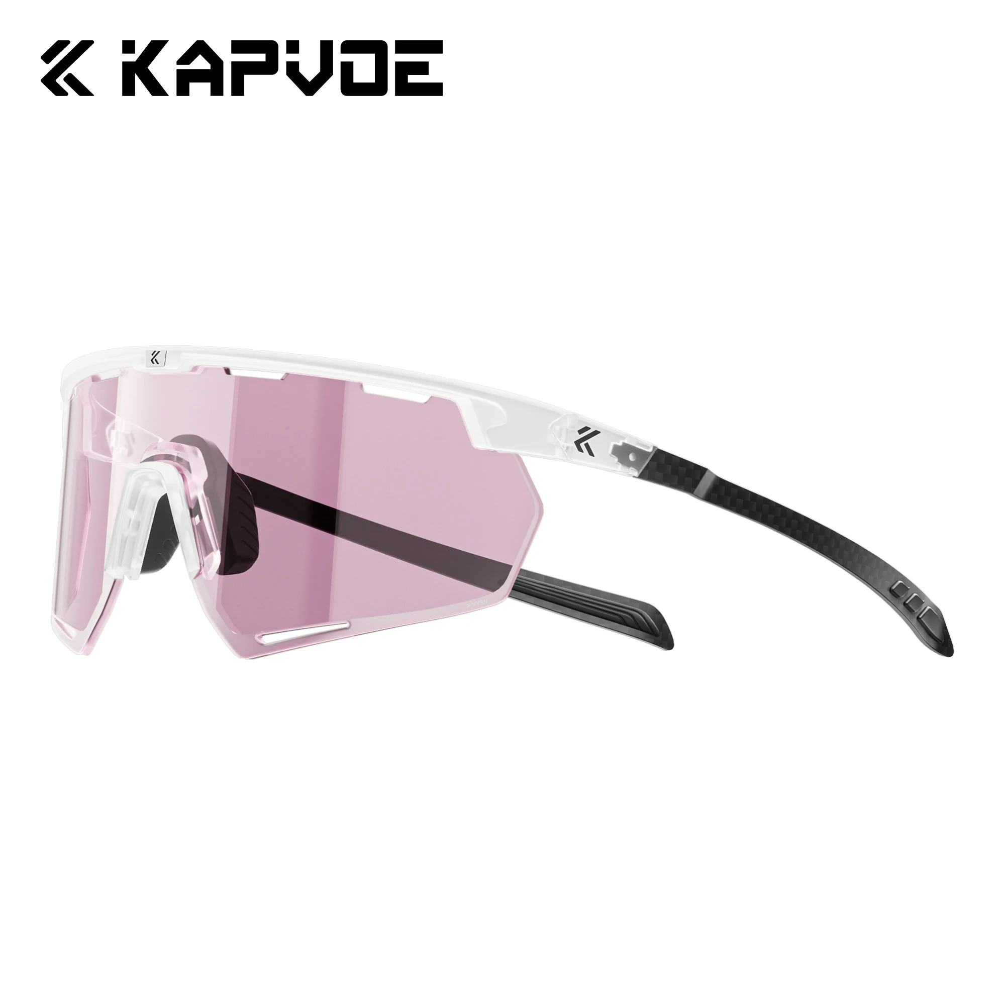 Kapvoe Fahrradbrille aus echtem Carbon, Sonnenbrille für Herren, leicht, photochrom, UV400, MTB, Fahrrad, Sportbrille 5