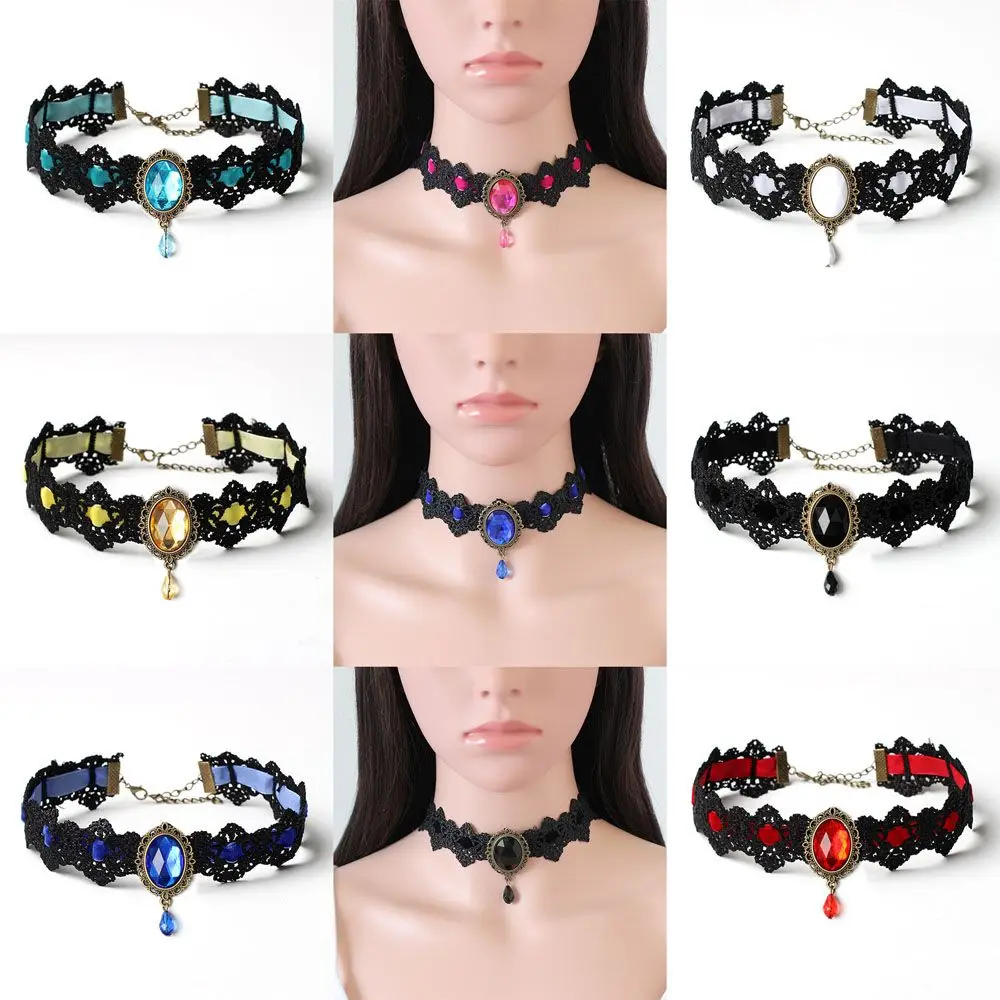 Vintage Multicolor Chokers Lace Collar Sexy Fashion Accessories Necklaces Clavicle Chain Jewelry