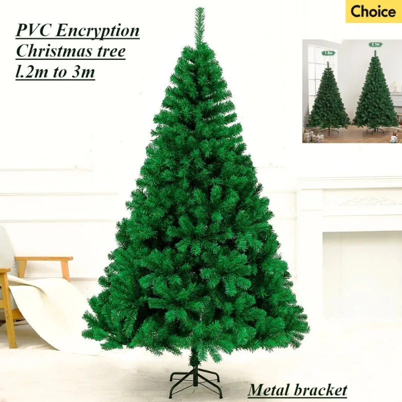 

PVC Artificial Christmas Tree Encryption with LED Christmas Tree Lights 1.2m to 3m Christmas Family Hotel Atmosphere Decorations