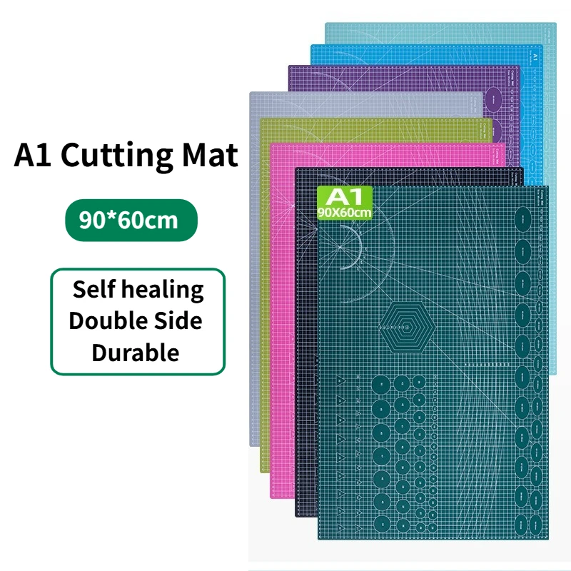 Tappetino da taglio grande A1, tappetino da taglio A1 a doppio lato autorigenerante per la lavorazione di tappetini da taglio per cucire verde silhouette