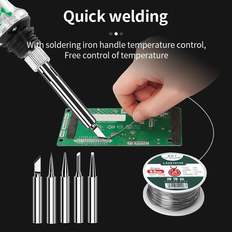 LUXIANZI 5Pc Lead Free 907 Solder Iron Tip Set I/K/3C/2.4D/B For Rework Station Weding Gun Electric Solder iron Head Accessorie