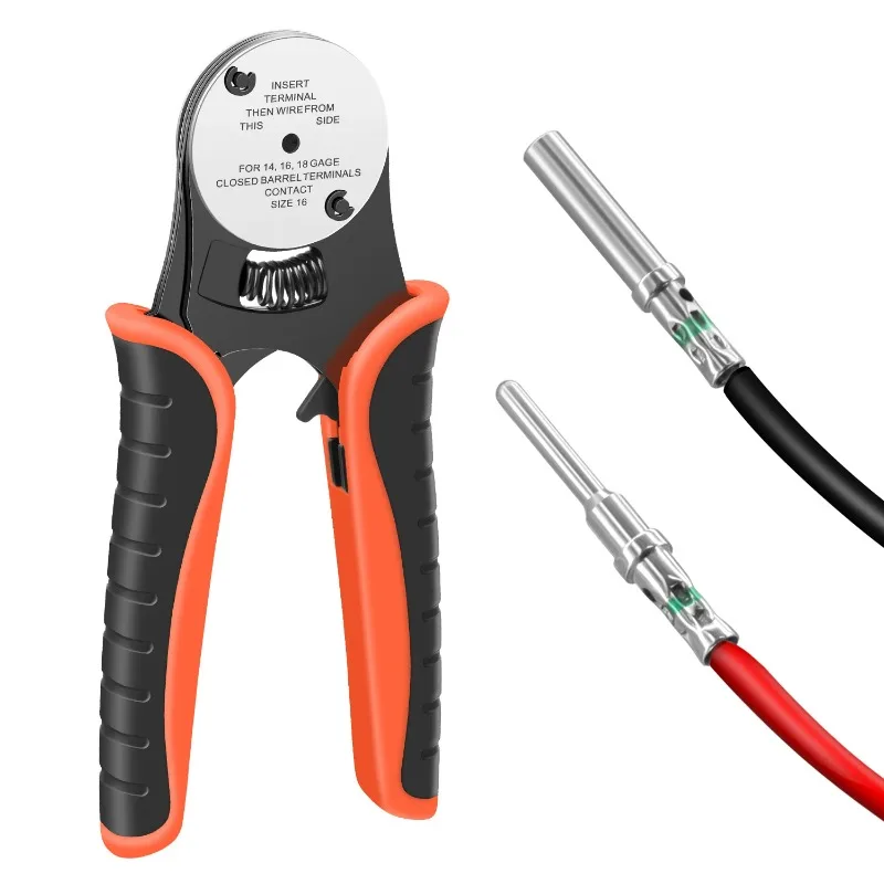 

Crimping Tool for Deutsch Connector Closed Barrel Crimper 4 Way Indent 8 Impression Type for 14 16 18 AWG Wire
