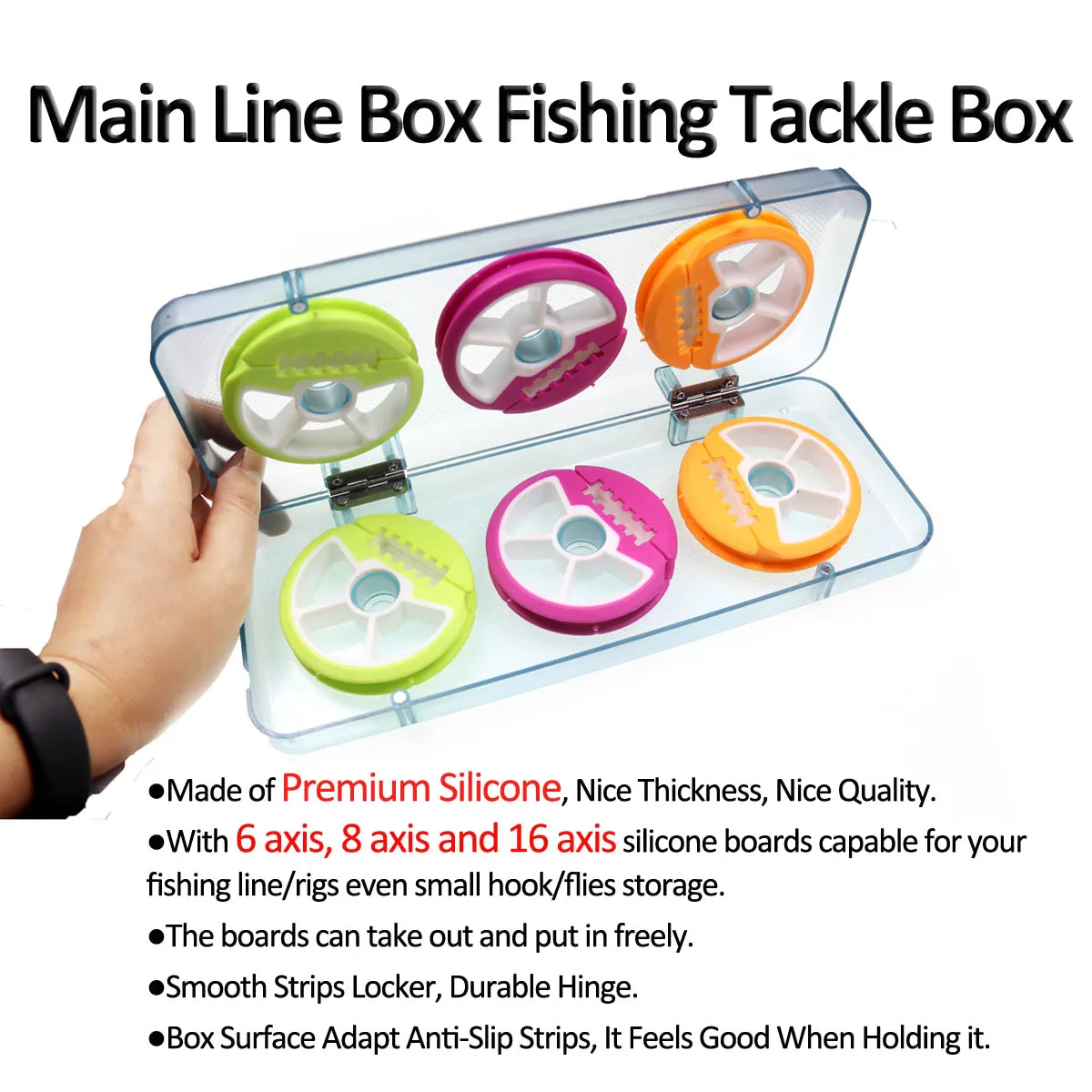 Main Line Box Fishing Tackle Box with Silicone Round Board Fishing Line Holder Carp Leader Main Line Rig/Flies Pupa Storage Case