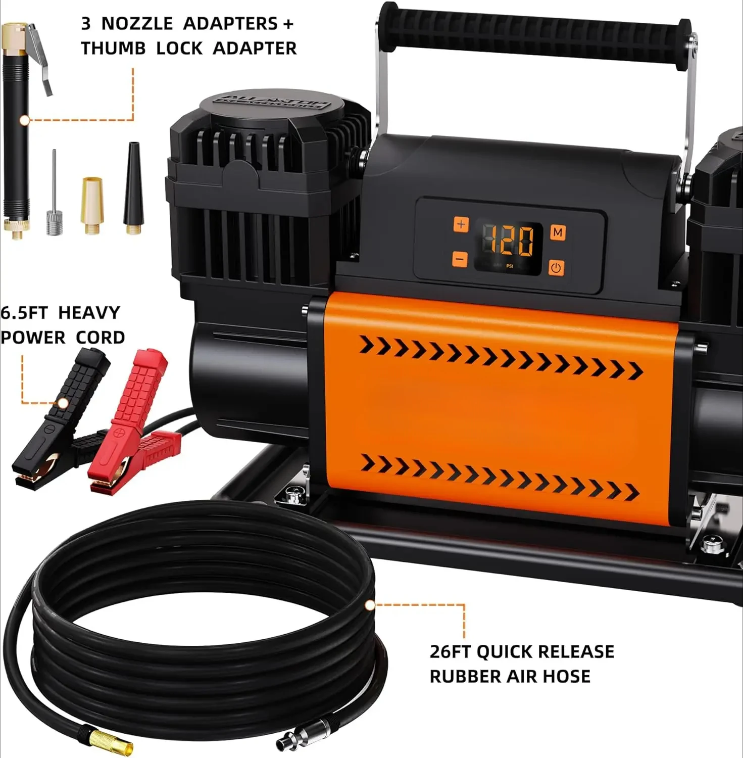 12V Air Compressor W/LCD Control Panel To Preset Target Pressure, 150PSI 12.35CFM Air Pump Inflator For Overland