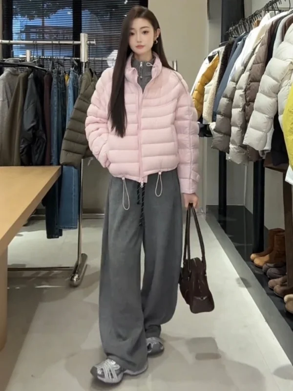 Women's Short Stand Collar Duck down Jacket Casual Warm Top Winter New Style Small Size Versatile Commute Windproof Sleeve