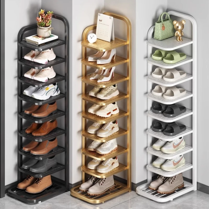 

Shoe rack small narrow door wrought iron household multi-layer shoe rack simple entry door shoe cabinet rental room folding