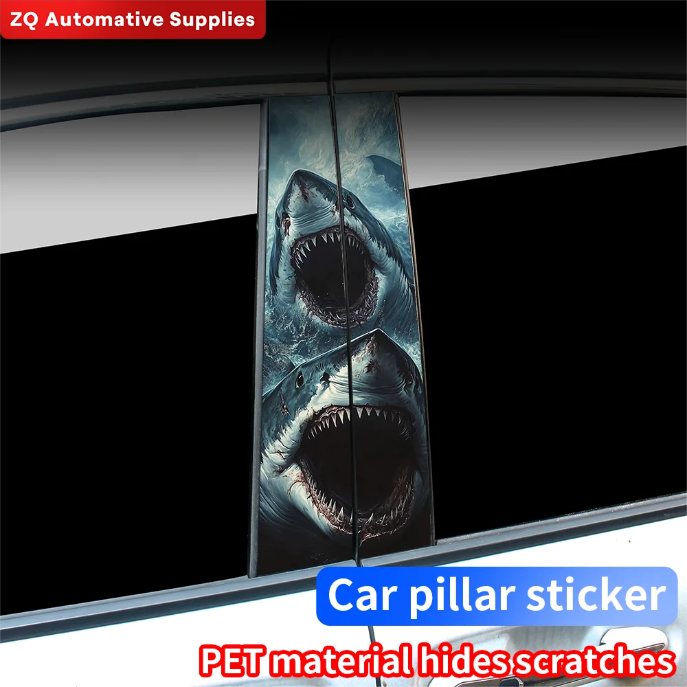

Huge Shark Megalodon Car Stickers Car B-pillar Vinyl Decals Car Door Pillar Waterproof Decal Scratch-Resistant Cover DIY Sticker