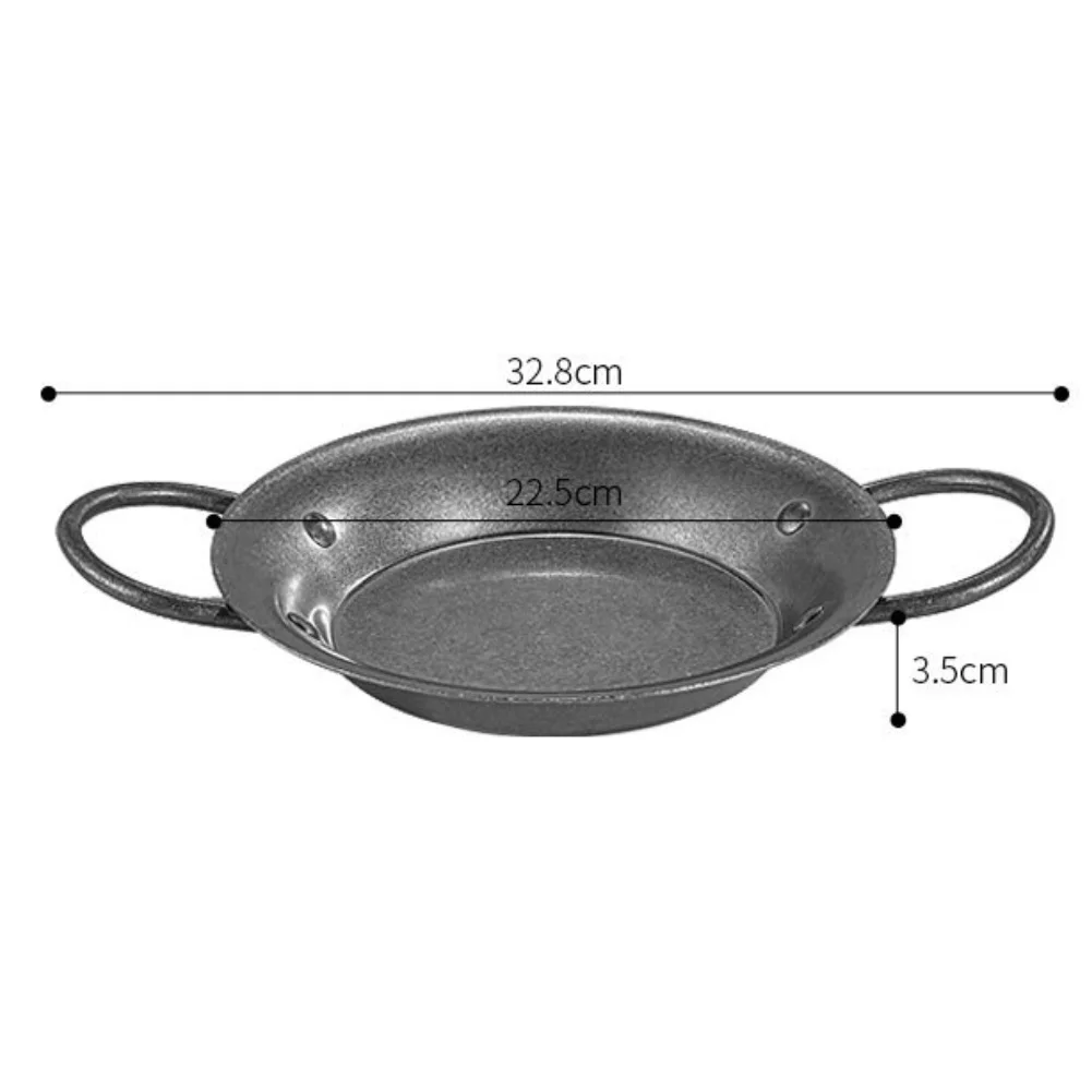 Stainless Steel Seafood Paella Pan with Ergonomic Double Handles for Pasta Rice Fried Chicken 20 22 24 26 28 cm