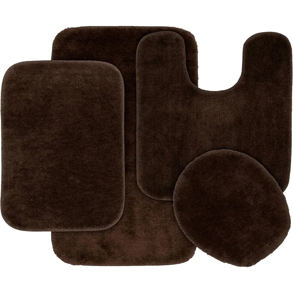 Traditional Bath Rug Set, 4-Piece, Chocolate