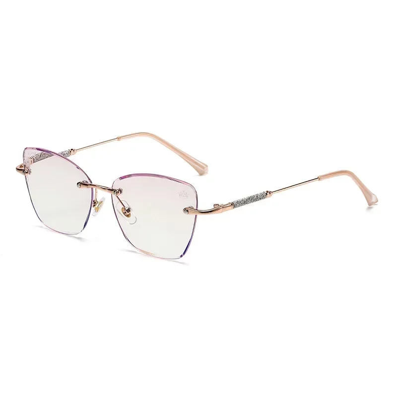 Fashionable Cat Eye Reading Glasses Luxury Diamond Square Far Sight Eyeglasses Men Women Retro Anti-blue Presbyopia 0 To +4.0
