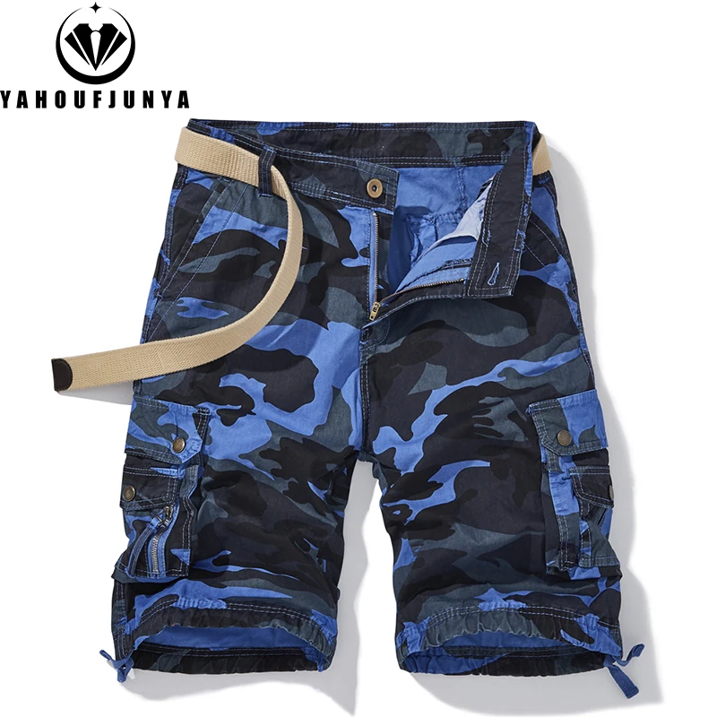 New Men Summer Cotton Buttons Camouflage Tooling Straight Shorts Men Breathable Outdoor Leisure Fashion Comfortable Shorts Male