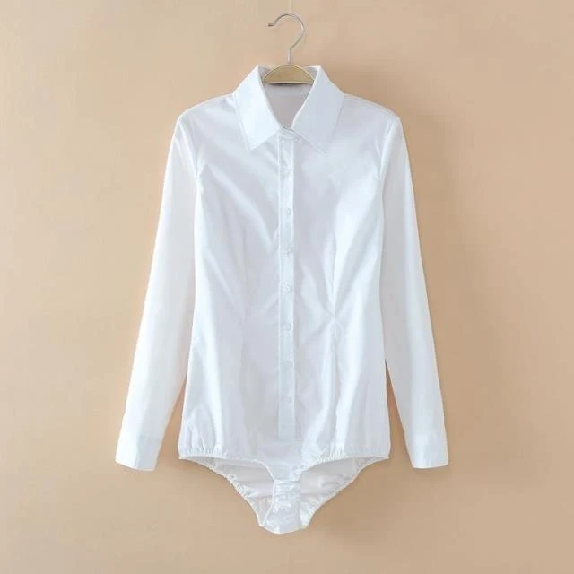 #2102 2022 Blue/White Long Sleeve Body Shirt Women Body Feminino Sexy Tops Blouse Ladies Casual Office Body Shirts Femme Slim