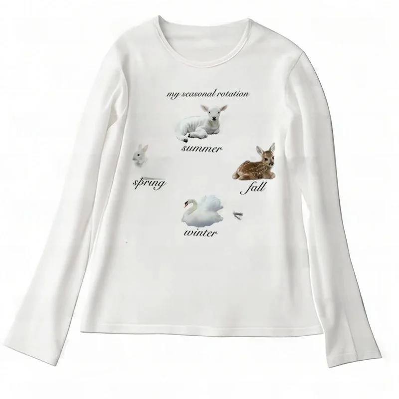 

Y2K Casual Animal Print Long Sve Tank Top T-irt Cleanfit Sle Ladies Faion Summer Wear Linen Material A-Line Sve