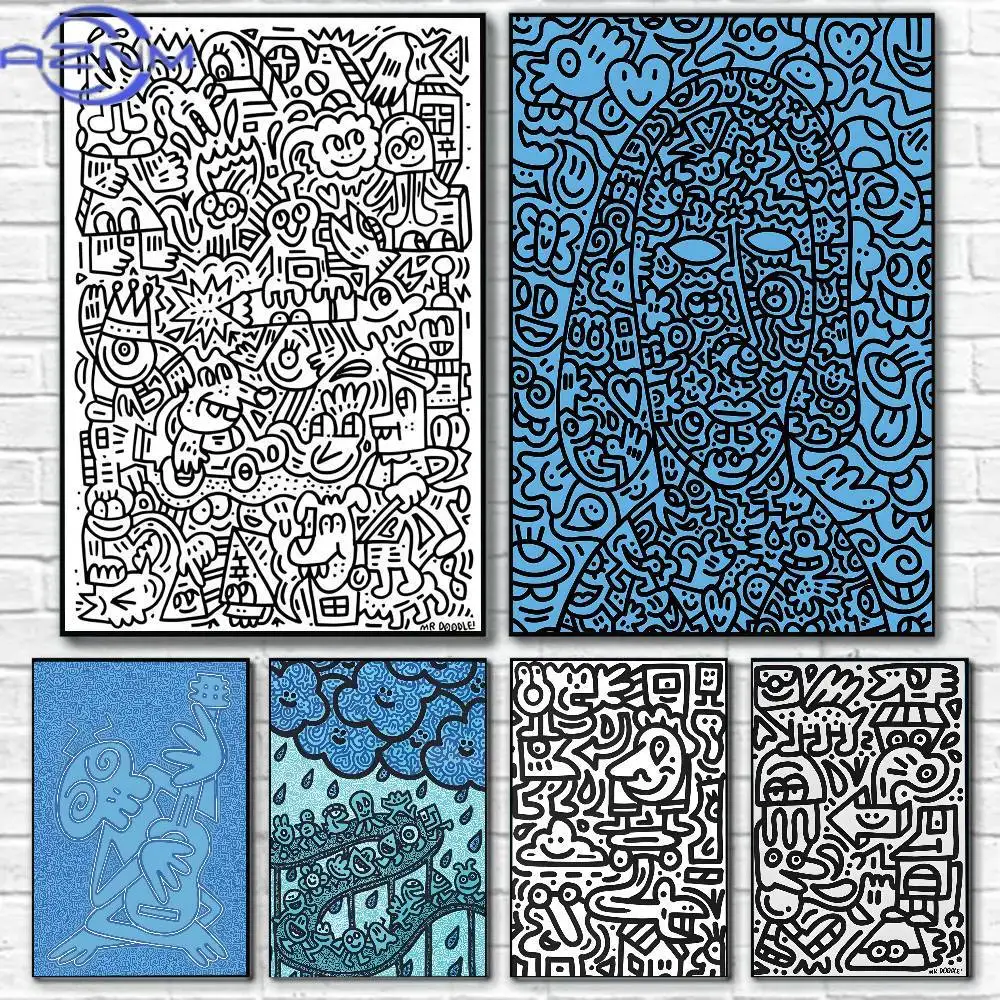 Genius Graffiti Artist Mr Doodle-A Poster Canvas painting poster with prints Home bedroom living room decoration gift