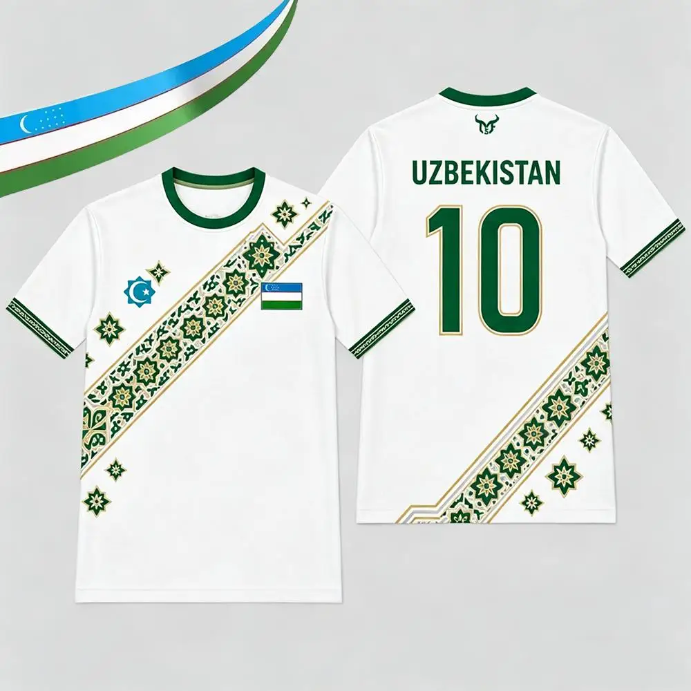 

New Uzbekistan Flag Print Jersey Men's Breathable Outdoor Sports Soccer T-shirts Men's And Women's Casual Short-sleeved Tops