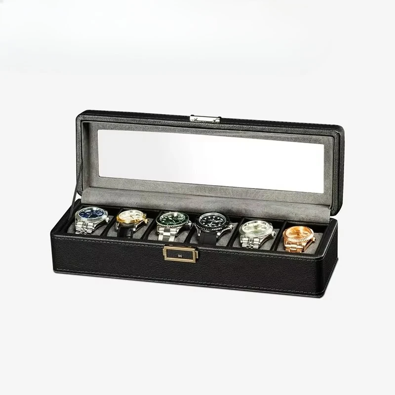 Organizador de óculos de jóias, couro rígido para viagem, caixa de armazenamento de relógio com 12 espaços, embalagem de exibição de caixa de relógio de veludo