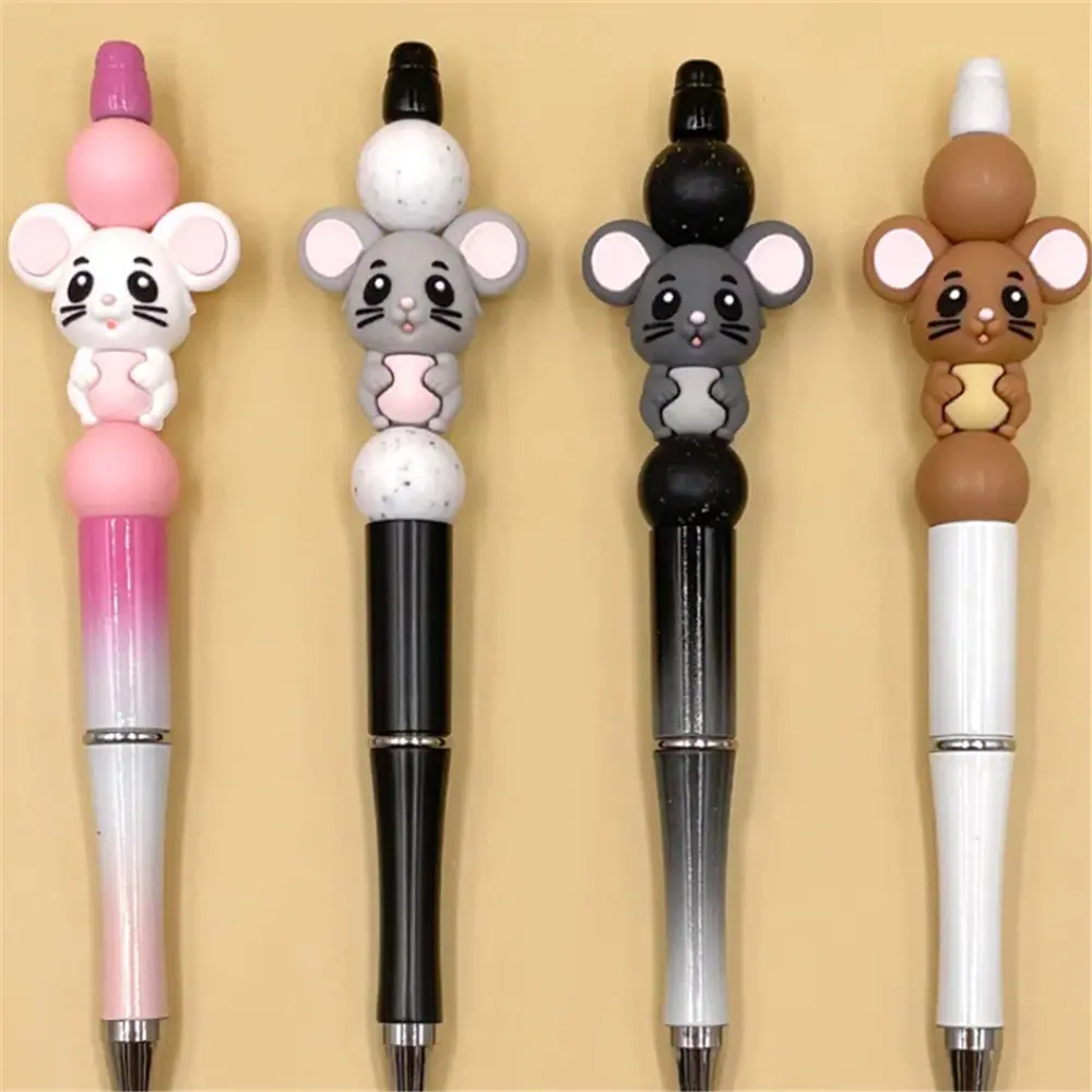 5pcs cute little mouse 3D focal Silicone beads Teether Jewelry Beads Food Grade For pen Pacifier Chain image 2