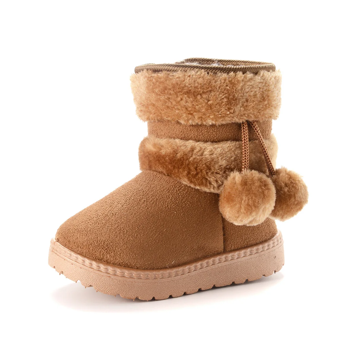 Cross-border children's shoes 2026 pom-pom snow boots thickened kids' boots insulated cotton shoes manufacturer wholesale drop s