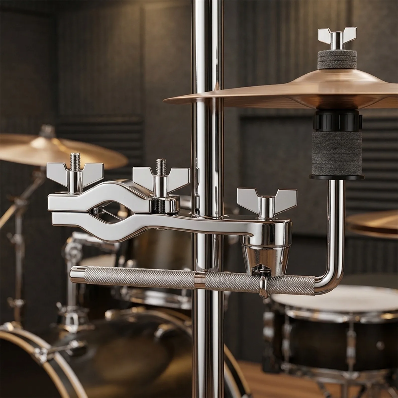 1pcs Useful Drum Set Mounting Clamp Cymbal for boom Arms With Clamp Holder Bracket Silver Adjustable Fit Mounting Clamp Tools