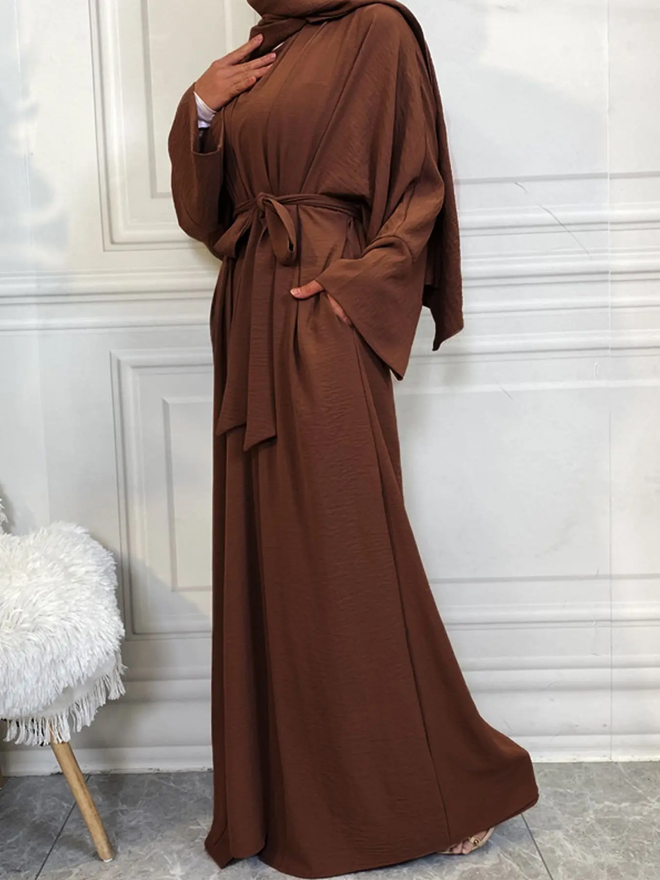 New 2 Piece Abaya Kimono Matching Muslim Set Ramadan Abayas for Women Dubai Turkey Inner Hijab Dress Arab Islam Clothing Jilbab