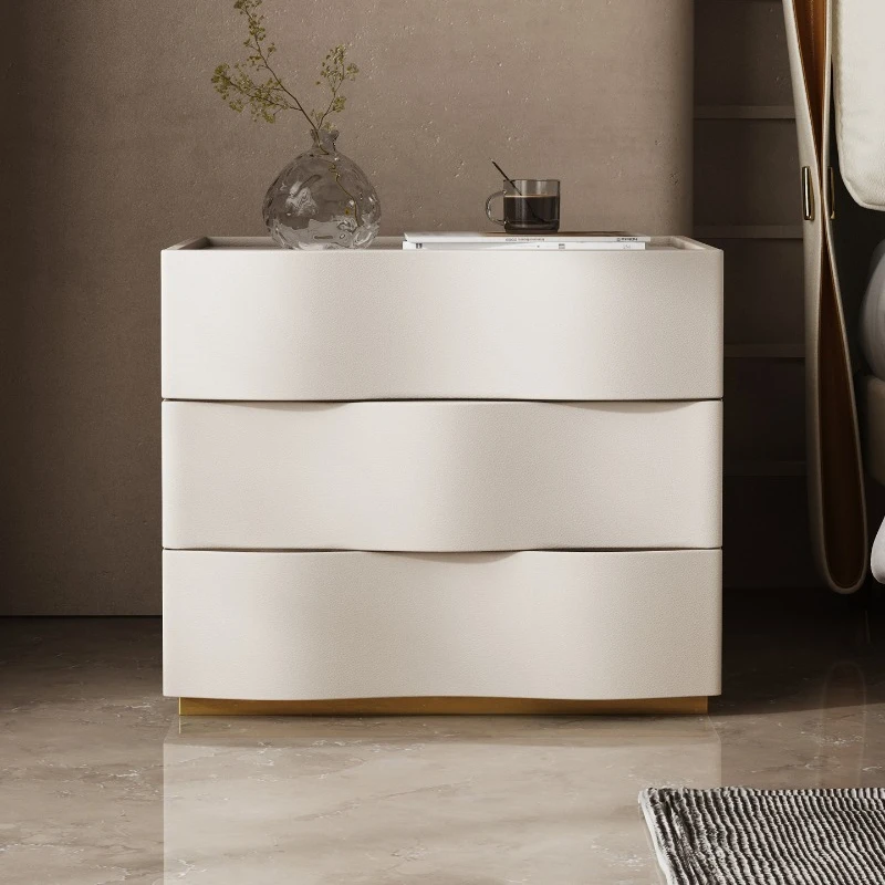 

Bedside table Italian minimalist light luxury rock slab high sense modern simple I bedroom bedside storage cabinet