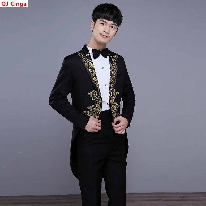 

2026 Men's Red Two-Piece Suit, Tuxedo for Weddings, Parties, and Magic Shows; Available in Black or White.