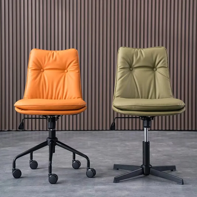 

No Arm Small Office Chair Tan Roller Adjustable Designer Ergonomic Office Chair Living Room Wheels Chaise De Bureau Furniture